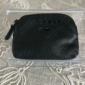 Brighton EUC Black Leather Croc Embossed Trim Coin Heart 🖤